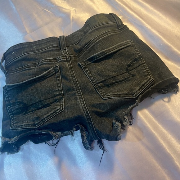 American Eagle Black Ripped Jean Shorts - Picture 2 of 4